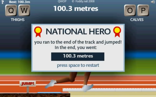 Complete 100 m to win QWOP