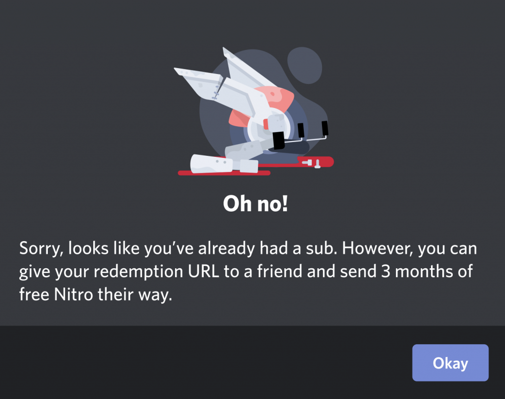 You cannot redeem Discord Nitro if you already have a subscription