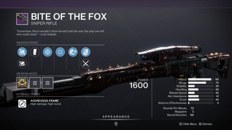 How To Get The Bite of the Fox Sniper Rifle in Destiny 2