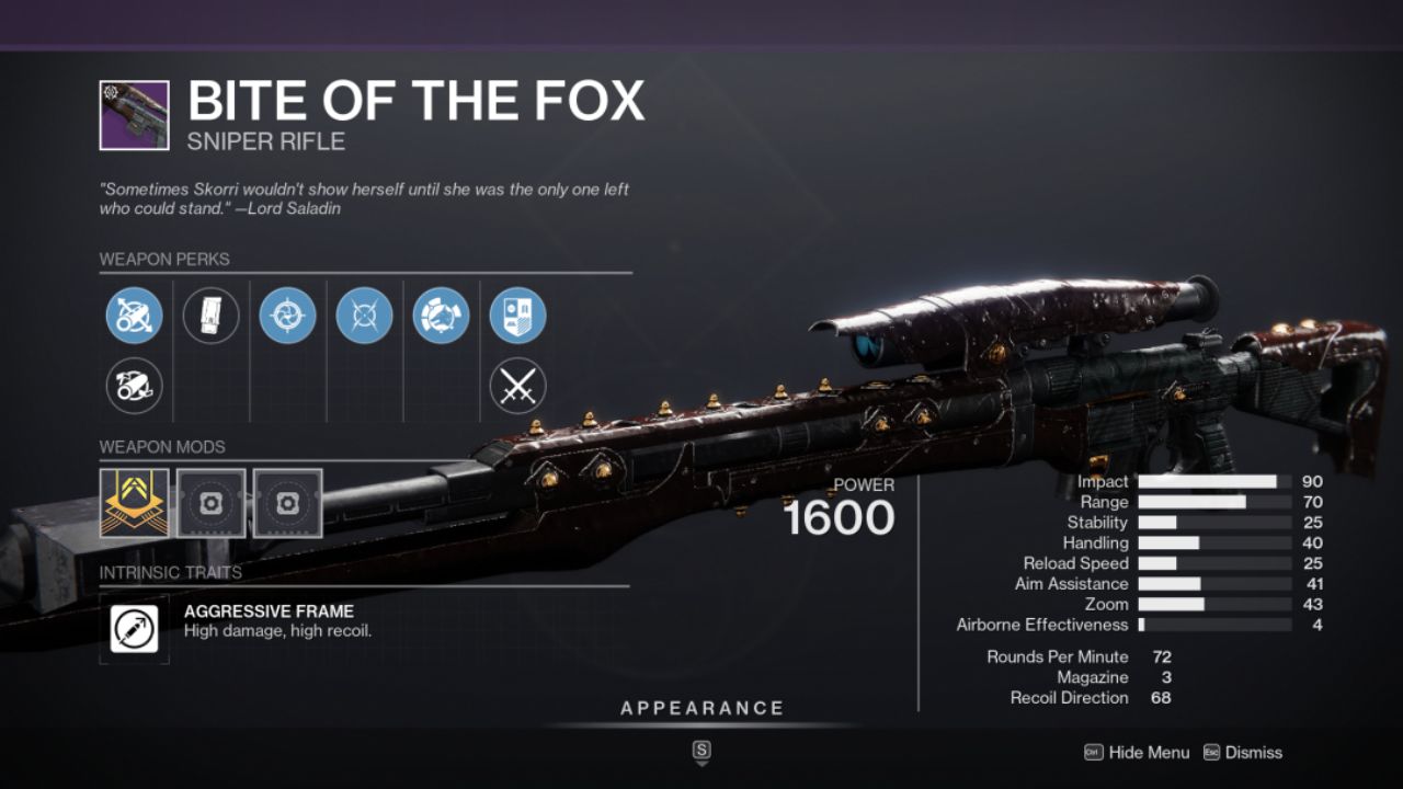 Destiny 2 Bite Of The Fox